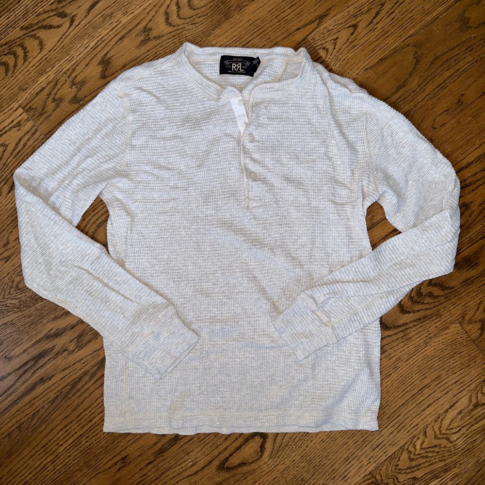 RRL Waffle-Knit Henley Shirt (Size M)